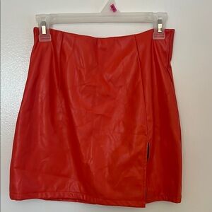 Pretty little thing pink Leather mini Skirt